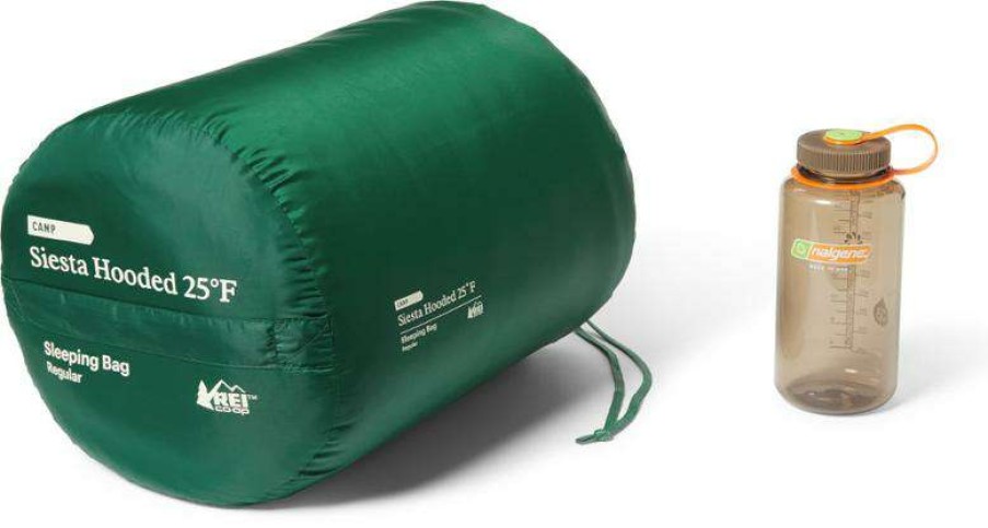 Camping And Hiking * | Shop Rei Co-Op Siesta Hooded 25 Sleeping Bag Green Storm