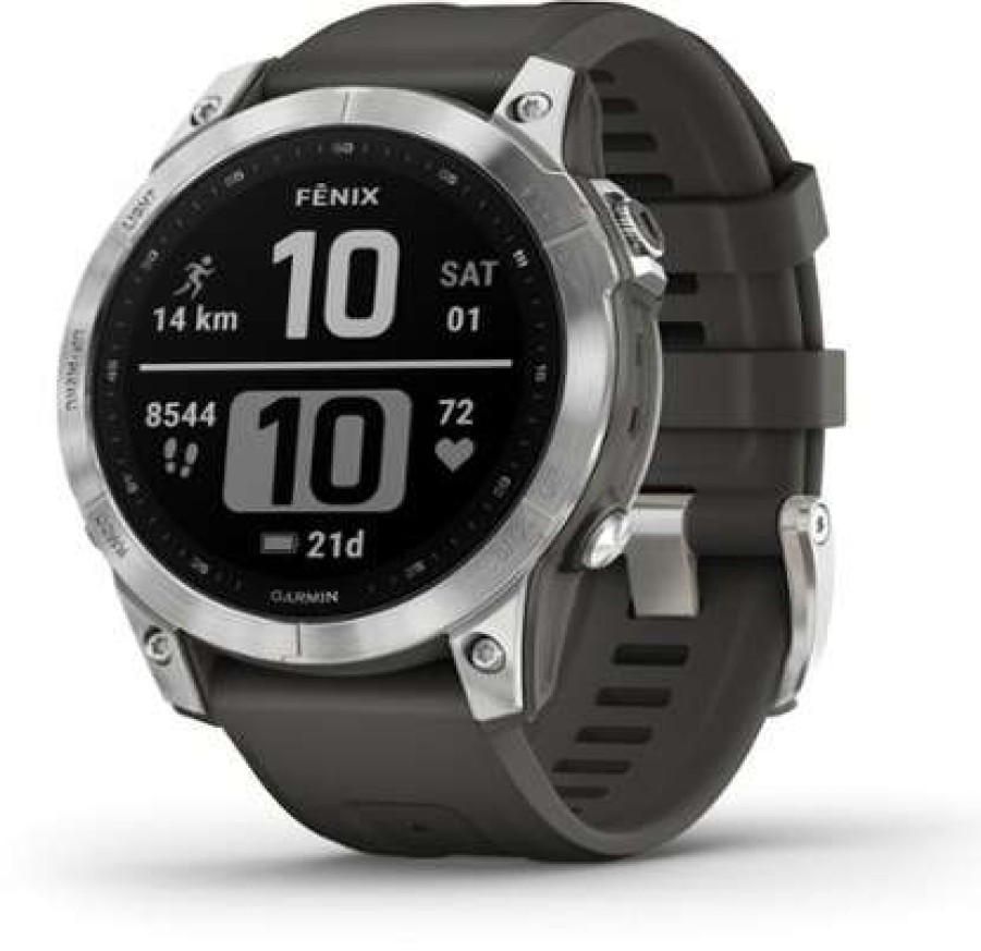 Camping And Hiking * | 40%-70% Off Garmin Fenix 7 Multisport Gps Watch Silver & Graphite Band