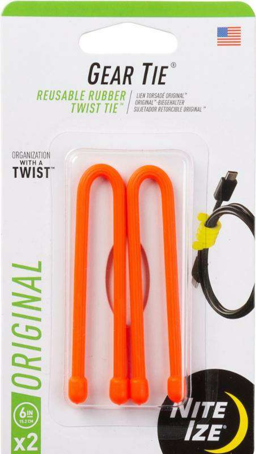 Camping And Hiking * | Online Nite Ize Gear Tie 6" Package Of 2 Orange