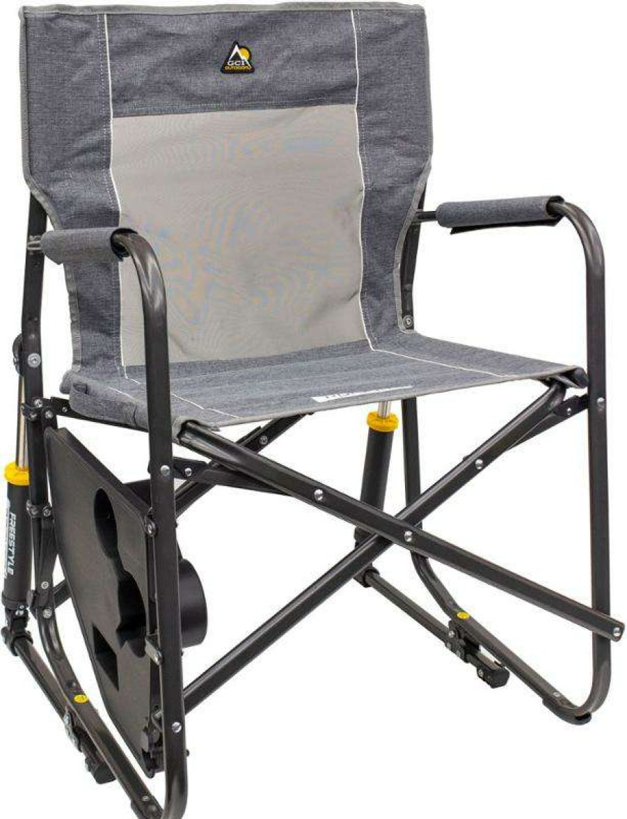 Camp Furniture * | Online Gci Outdoor Freestyle Rocker Chair With Side Table Heathered Pewter