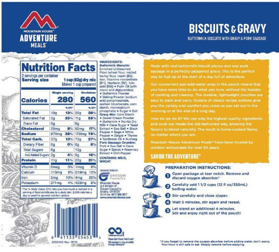 Camp Kitchen * | 40%-70% Off Mountain House Biscuits & Gravy 2 Servings