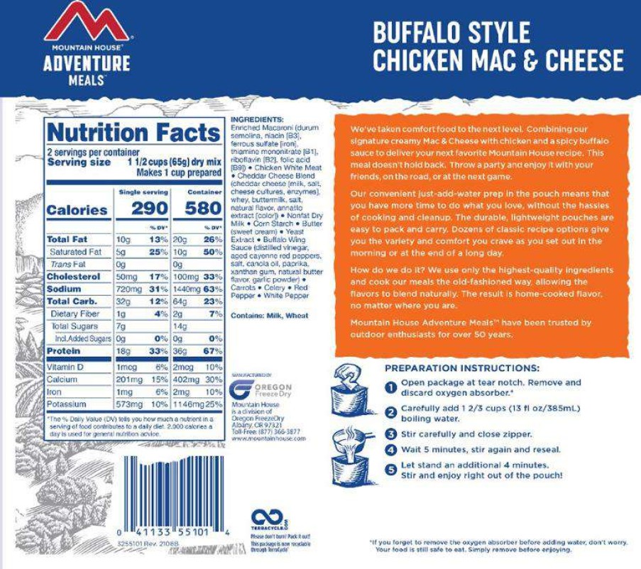 Camp Kitchen * | Shop Mountain House Buffalo-Style Chicken Mac & Cheese 2 Servings