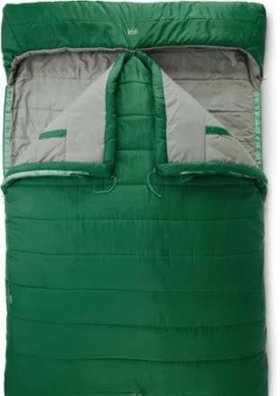 Camping And Hiking * | Shop Rei Co-Op Siesta Hooded 25 Double Sleeping Bag Green Storm