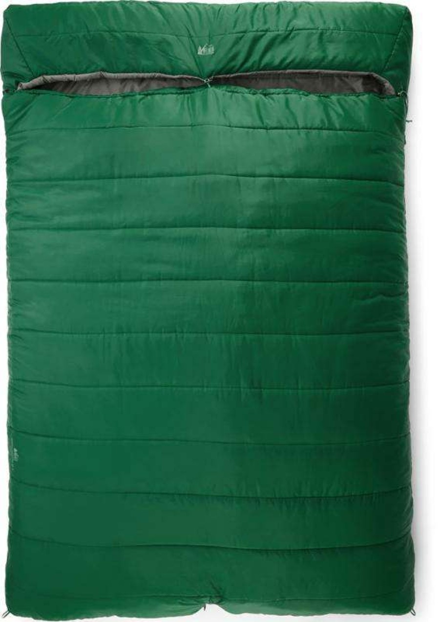 Camping And Hiking * | Shop Rei Co-Op Siesta Hooded 25 Double Sleeping Bag Green Storm