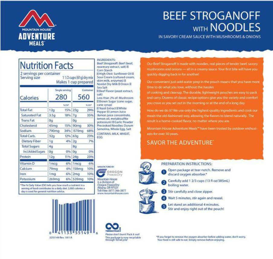 Camp Kitchen * | Online Mountain House Beef Stroganoff 2 Servings