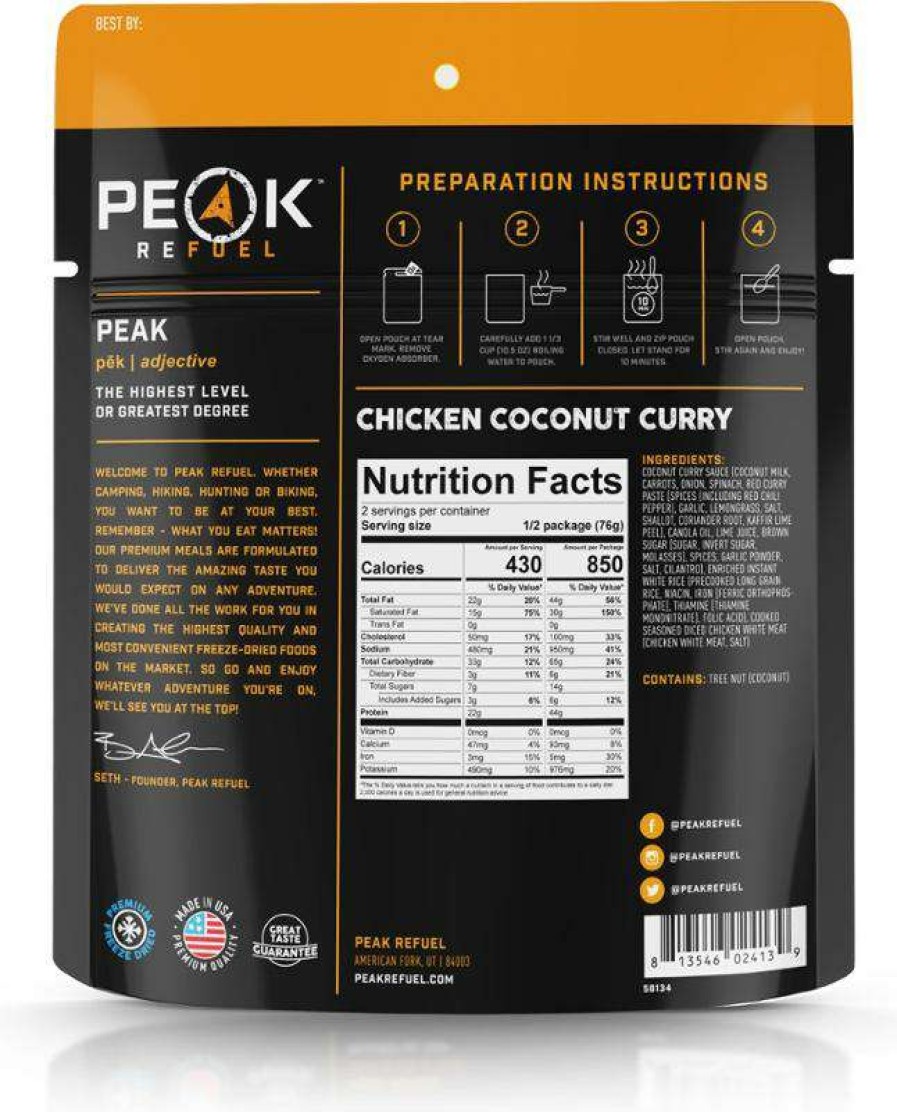 Camp Kitchen * | High Quality Peak Refuel Thai Chicken Coconut Curry 2 Servings