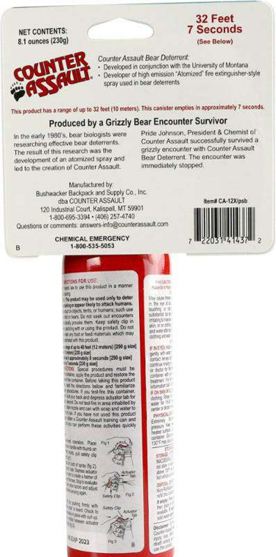 Camping And Hiking * | Outlet Counter Assault Bear Deterrent Spray 8.1 Fl. Oz.