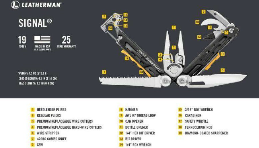 Camping And Hiking * | 40%-70% Off Leatherman Signal Multi-Tool With Standard Sheath Stainless